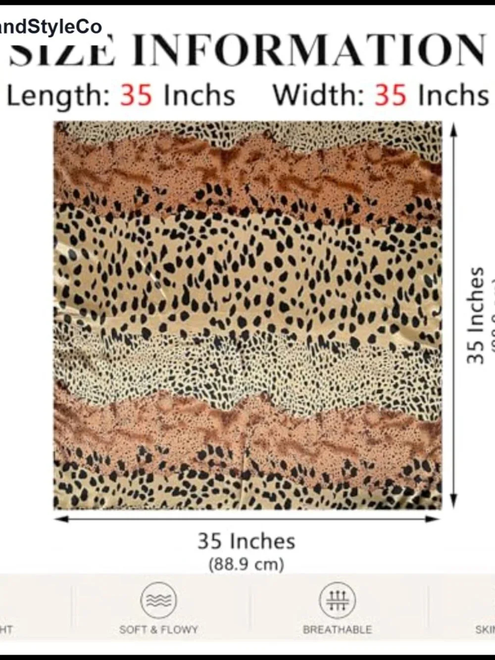 Leopard Print Square Scarf Silk Feel Hair Wrap Bandana